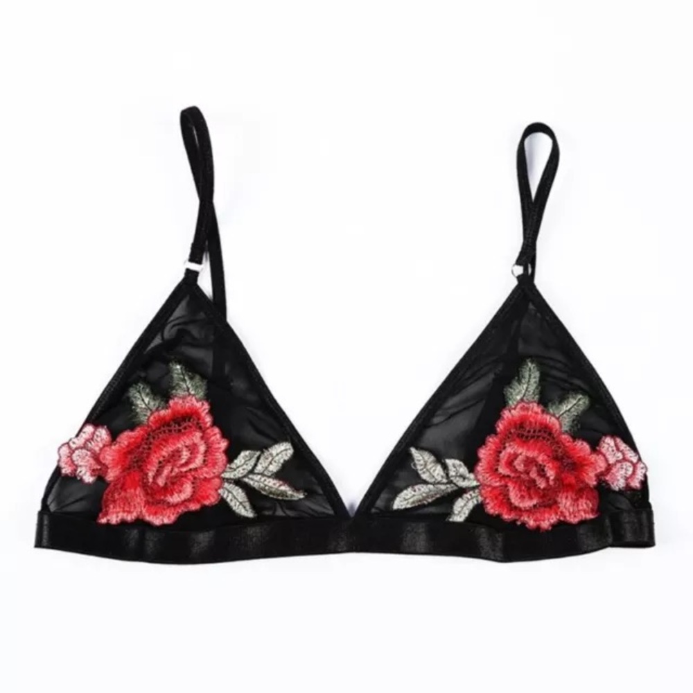 🌹Sexy black rose bralette